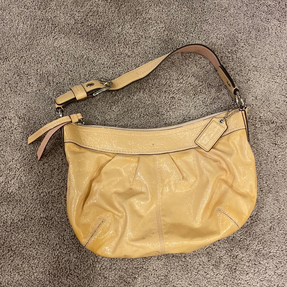 Coach patent leather hobo bag